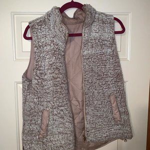 Reversible pink fur vest